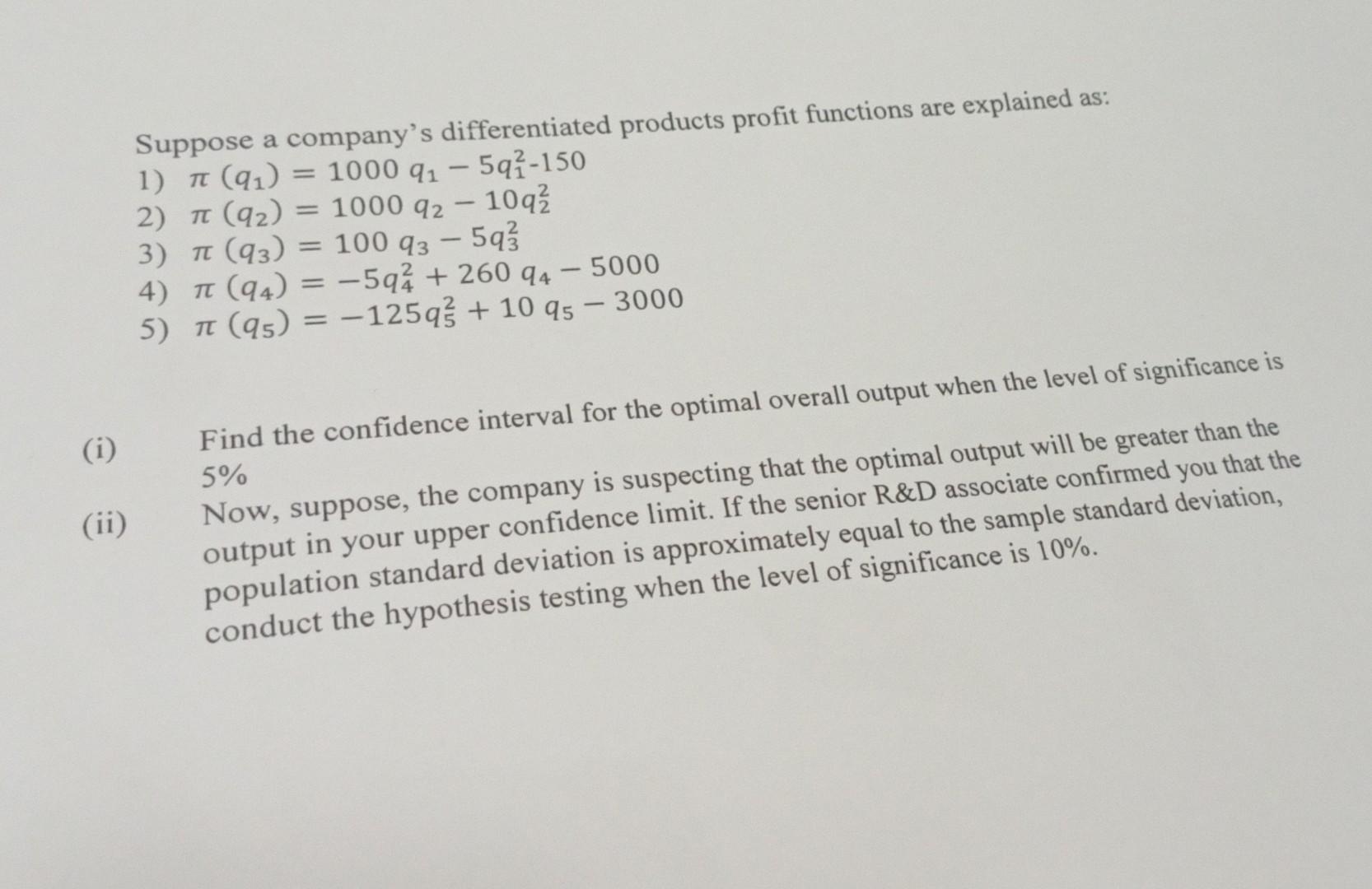 Solved Suppose a company's differentiated products profit | Chegg.com