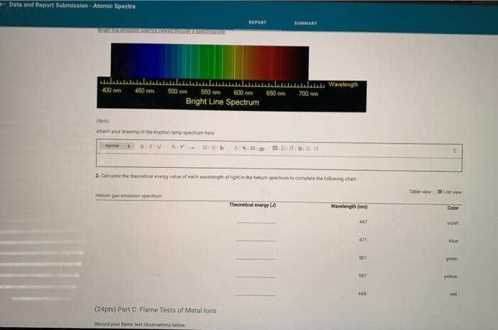 ad Report Submission - Atomic Spectra REPORT SUMMARY | Chegg.com