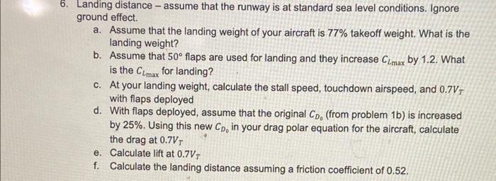 Solved 6. Landing distance - assume that the runway is at | Chegg.com