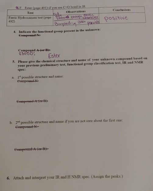 Solved Identification of Unknown #4 Organic Compound Report | Chegg.com
