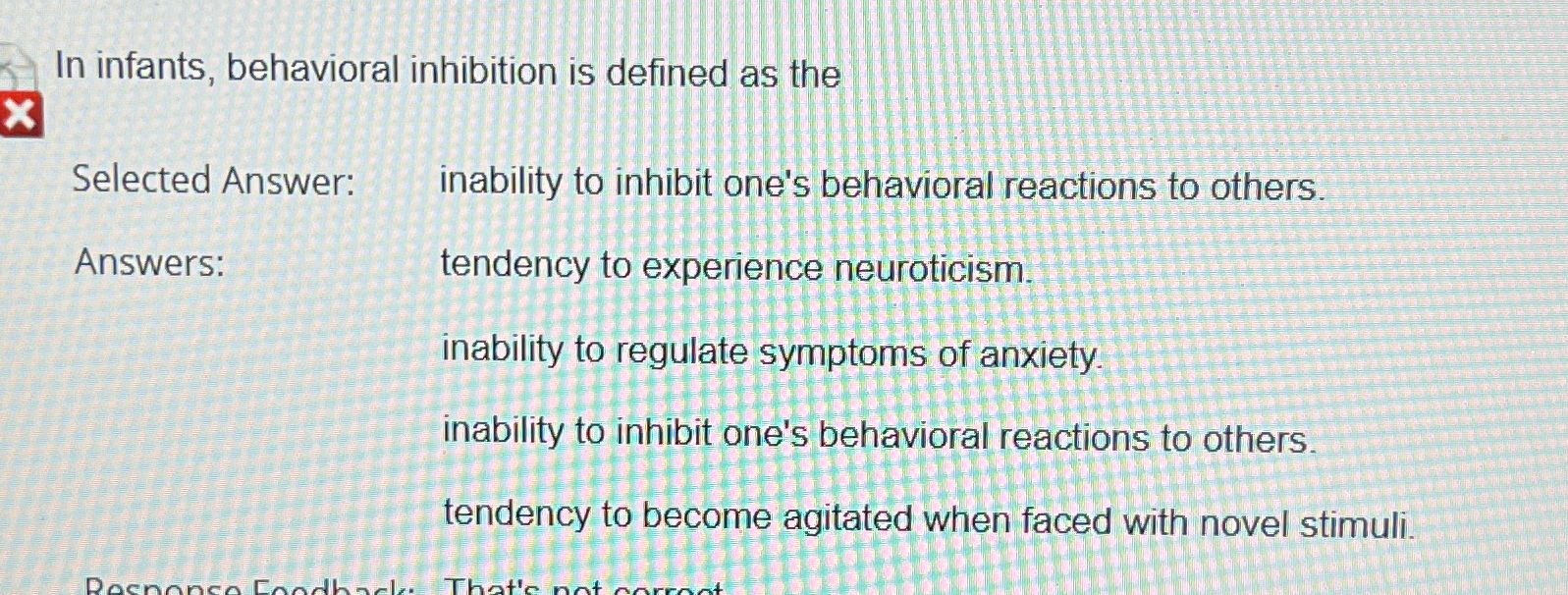 Solved In infants, behavioral inhibition is defined as | Chegg.com