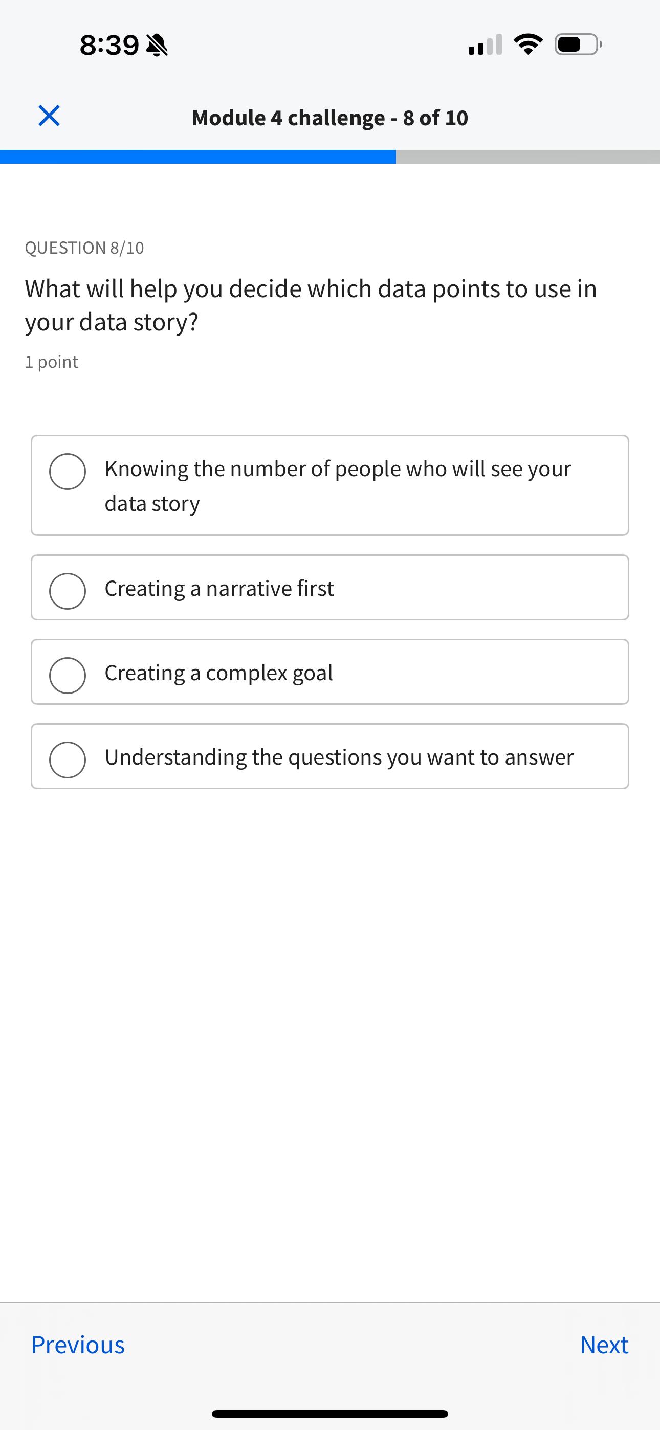 Solved 8:39Module 4 ﻿challenge - 8 ﻿of 10QUESTION 8/10What | Chegg.com