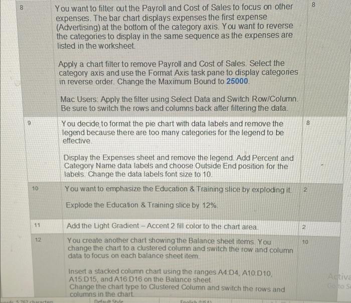Solved Points Possible Step Instructions 0 Start Excel. | Chegg.com