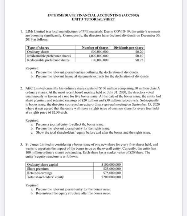 Solved INTERMEDIATE FINANCIAL ACCOUNTING (ACC3003) UNIT 3 | Chegg.com