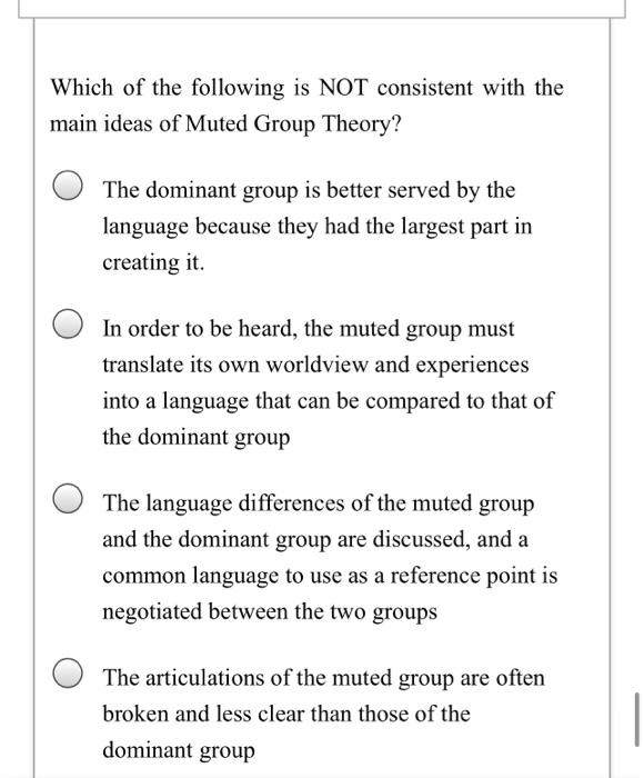 Solved Which of the following is NOT consistent with the
