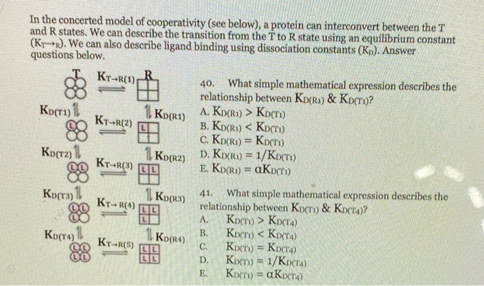 Solved In the concerted model of cooperativity (see below), | Chegg.com