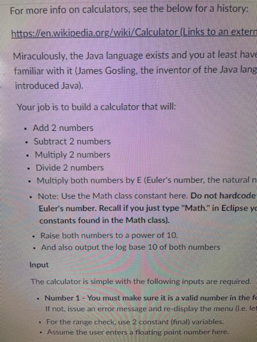 Solved For more info on calculators, see the below for a | Chegg.com