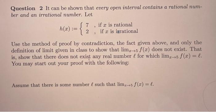 Solved Question 2 It can be shown that every open interval | Chegg.com