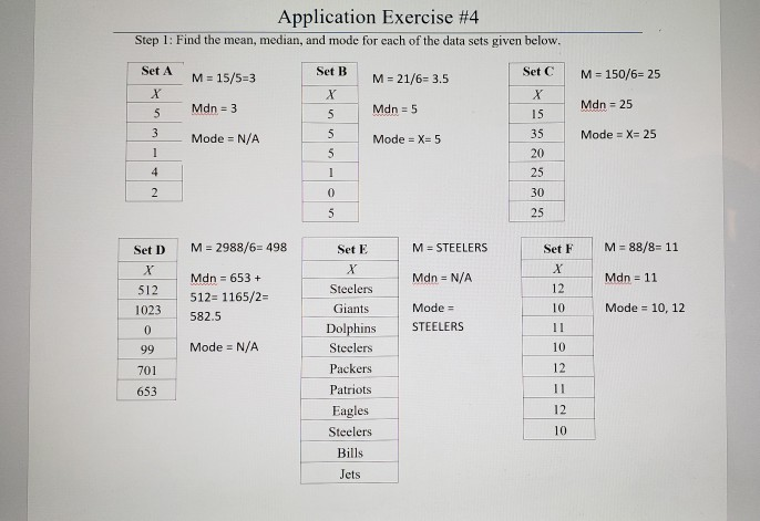 Solved Application Exercise #4 Step 1: Find The Mean, | Chegg.com