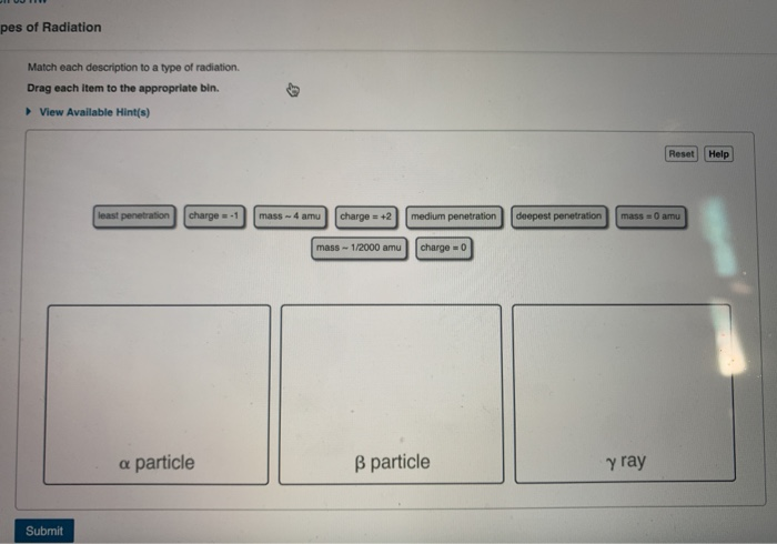 Pes Of Radiation Match Each Description To A Type Of Chegg 