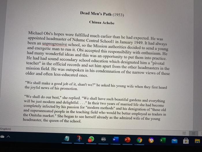 Dead Men's Path (1953) Chinua Achebe Michael Obi's