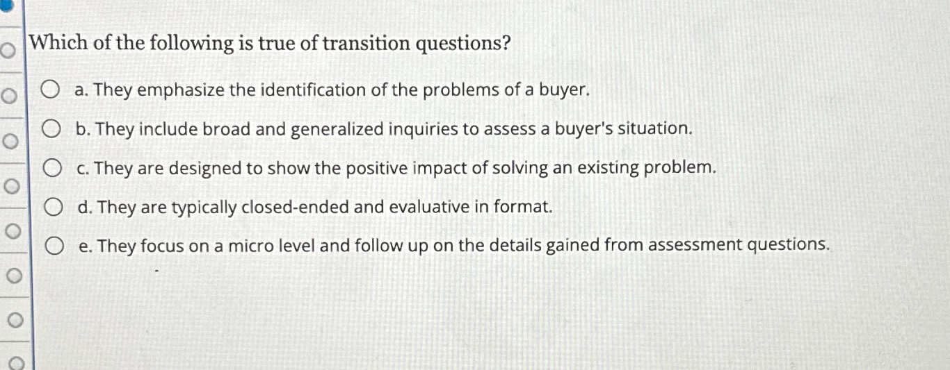 Solved Which of the following is true of transition | Chegg.com