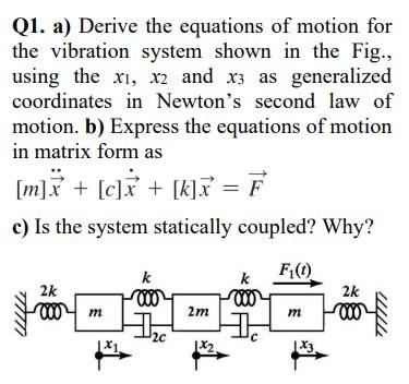 Solved Q1. a) Derive the equations of motion for the | Chegg.com