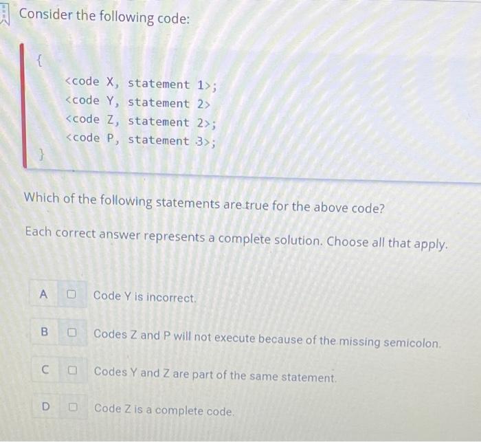 Solved Consider the following code: ; ; | Chegg.com
