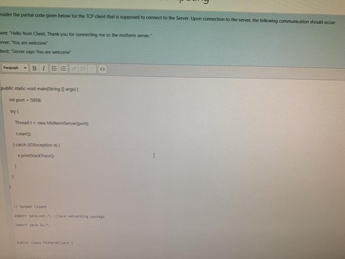 Consider the partial code given below for the TCP | Chegg.com