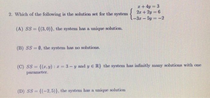 Solved 2. Which of the following is the solution set for the | Chegg.com