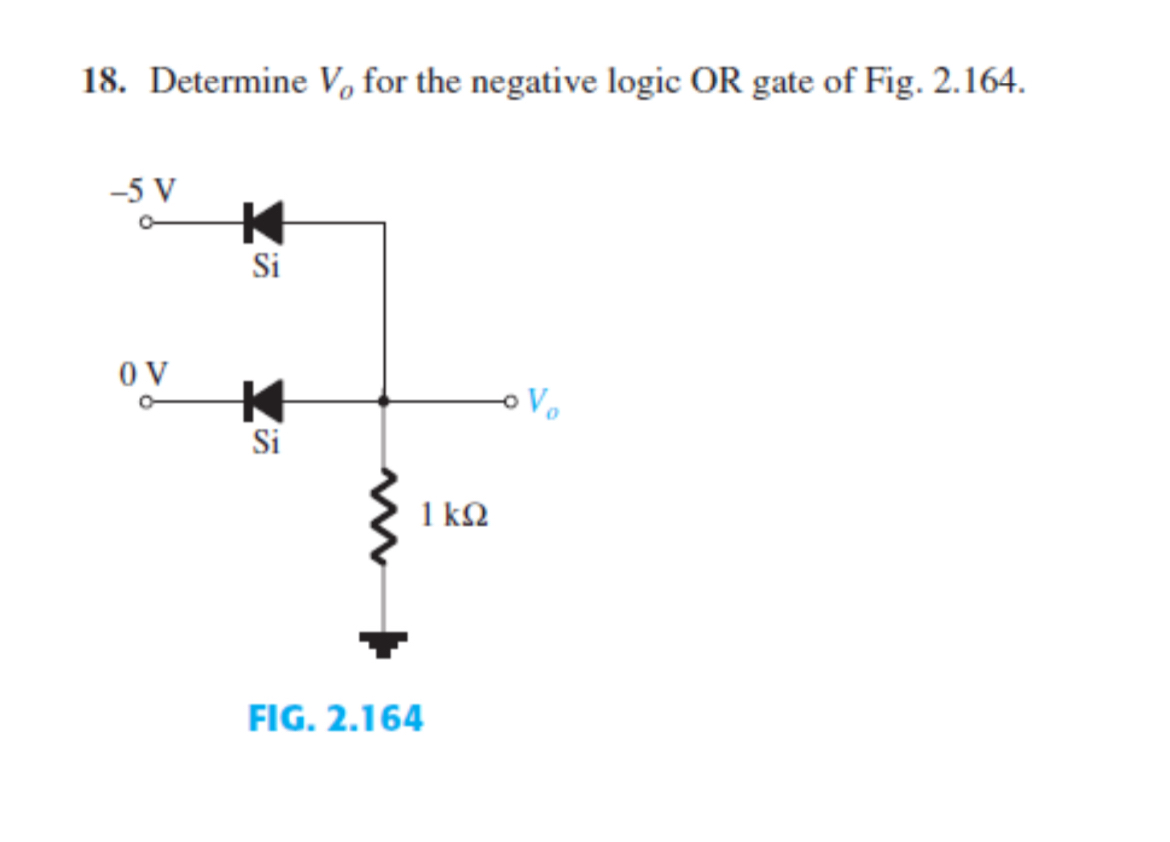 Solved Determine Vo ﻿for the negative logic OR gate of Fig. | Chegg.com