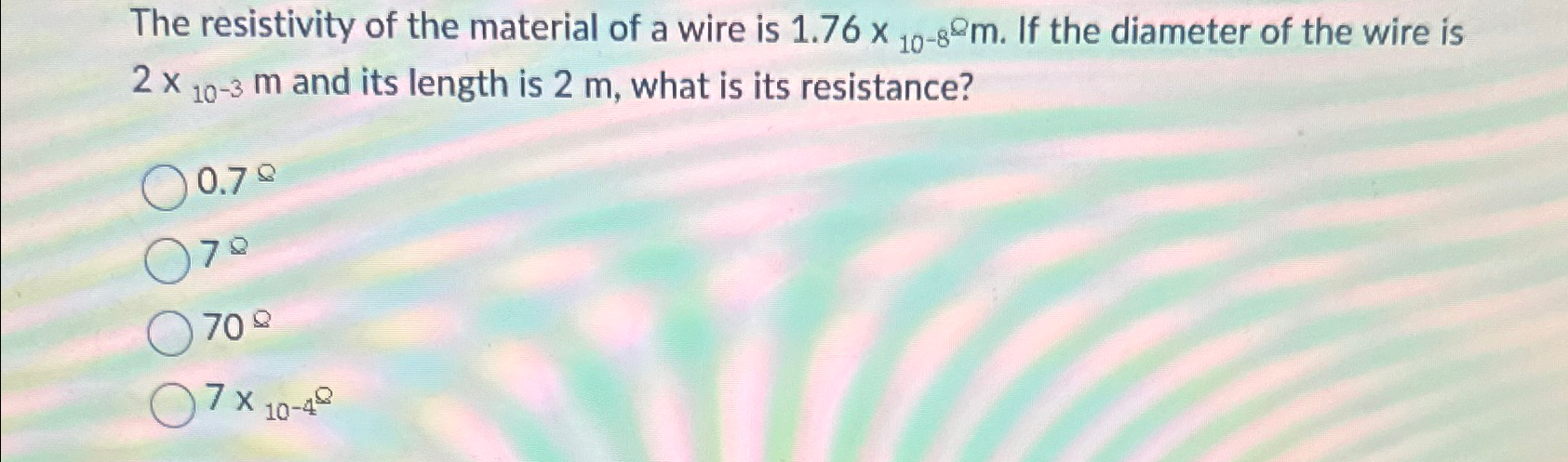 Solved The resistivity of the material of a wire is | Chegg.com