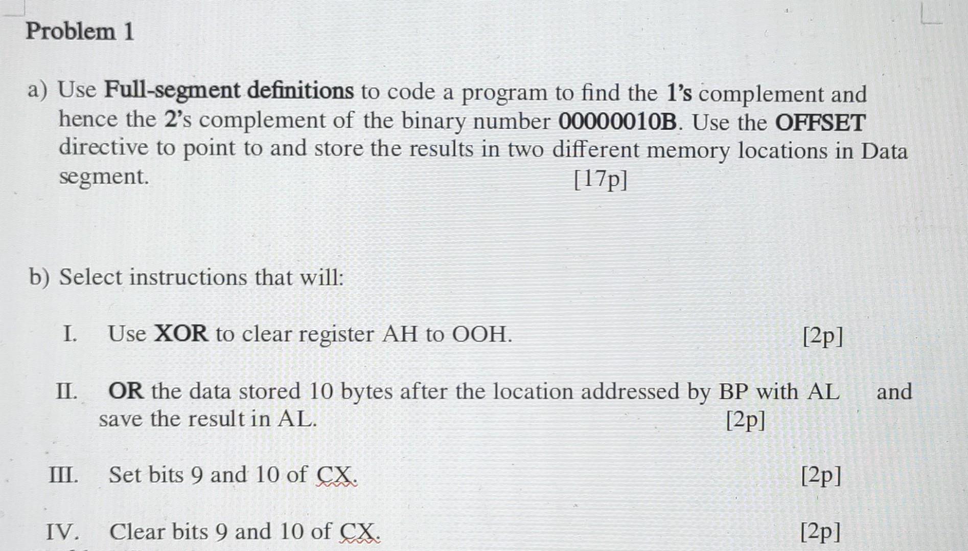 Solved Problem 1 a) Use Full-segment definitions to code a | Chegg.com