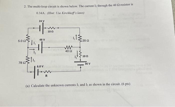 A multi loop circuit is shown below. Find the currents I_1,I_2,I_3,I_4 and  the voltages E_1 and E_2.