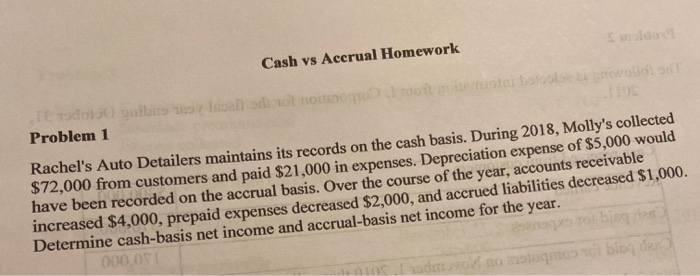 Solved Cash Vs Accrual Homework Song Todos Os Diario Co P Chegg Com