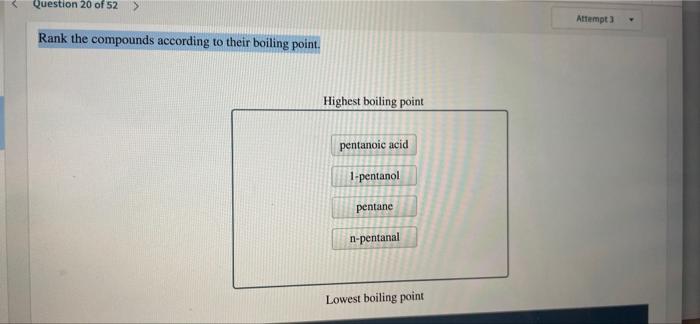 Solved Question 20 of 52 Attempt Rank the compounds | Chegg.com