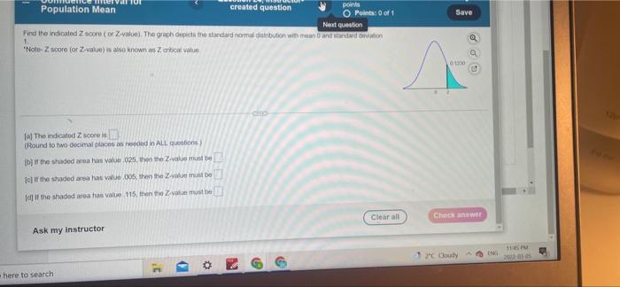 Solved Save Population Mean created question points Points: | Chegg.com