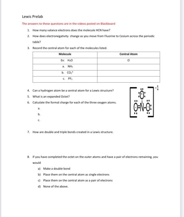 Solved Lewis Prelab The answers to these questions are in | Chegg.com
