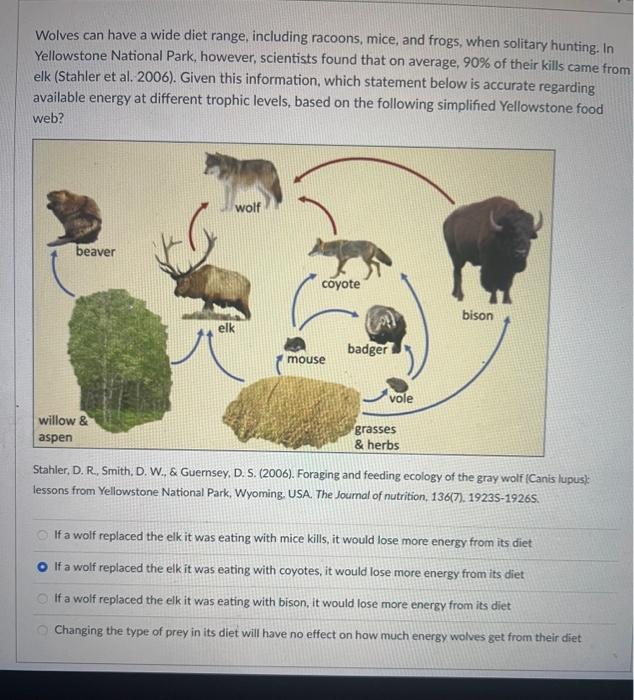 Solved Wolves can have a wide diet range, including racoons, | Chegg.com