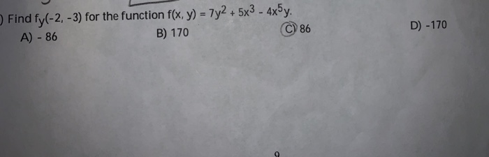 Solved Find Fy 2 3 For The Function F X Y 7y2 5x3