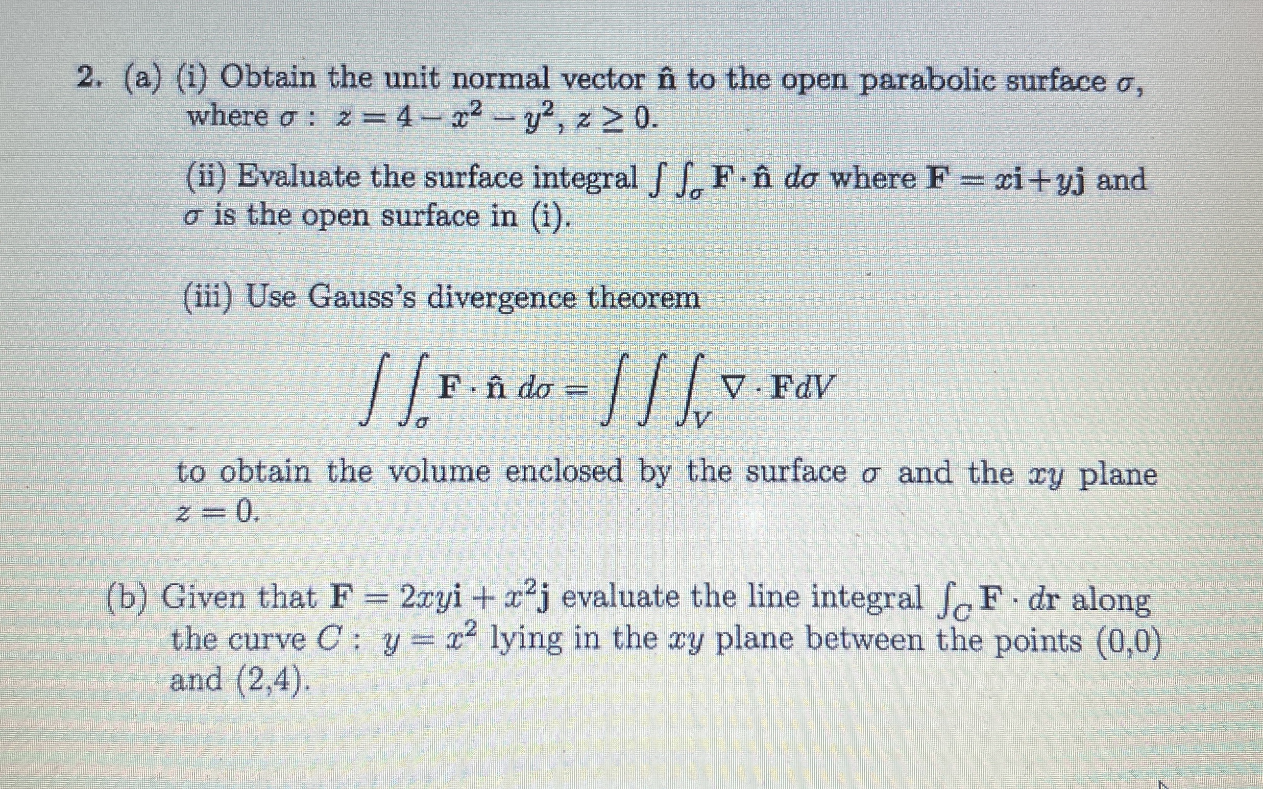 Solved (a) (i) ﻿Obtain the unit normal vector hat(n) ﻿to the | Chegg.com