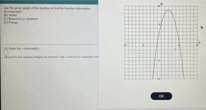 Solved Use the given graph of the function to find the | Chegg.com