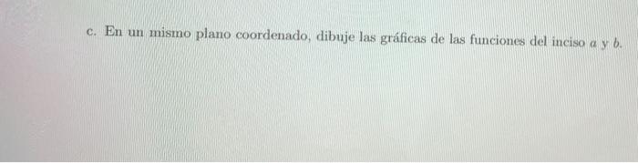 c. En un mismo plano coordenado, dibuje las gráficas de las funciones del inciso a y b.