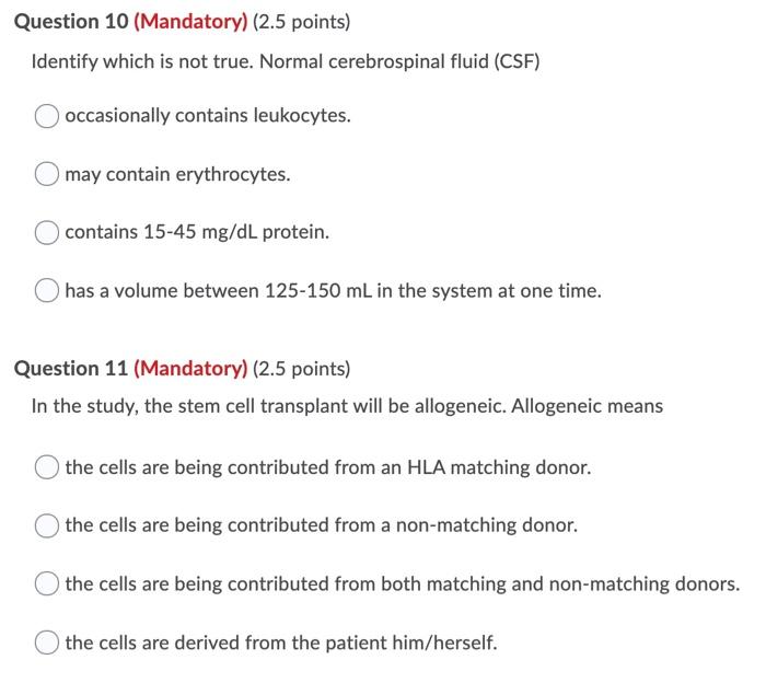 Solved Question 10 Mandatory 2 5 Points Identify Which Chegg Com