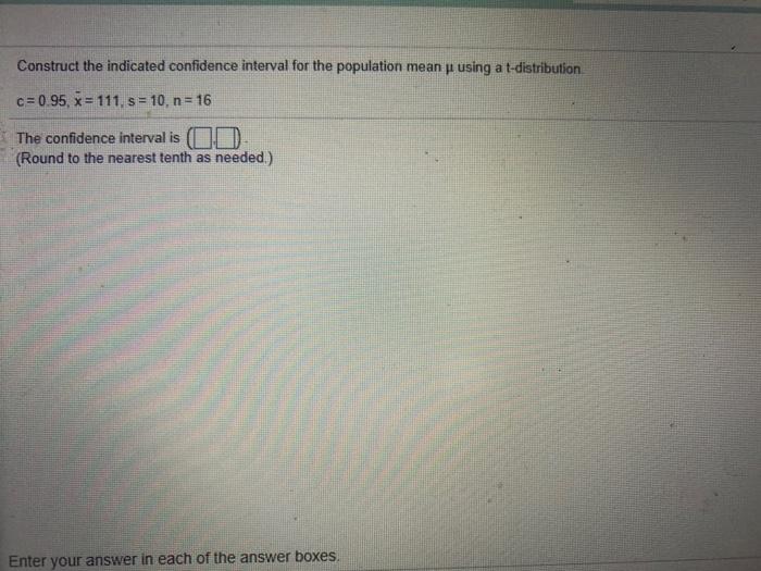 Solved Construct the indicated confidence interval for the | Chegg.com