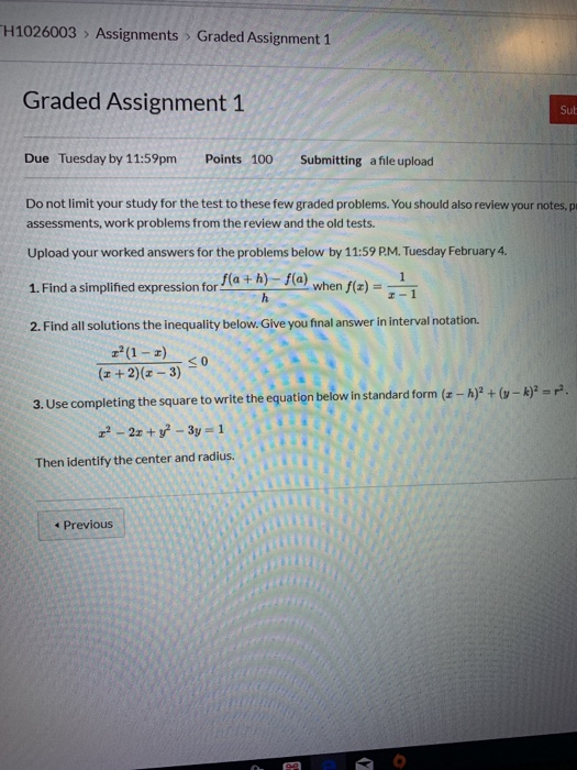 Solved "H1026003 > Assignments > Graded Assignment 1 Graded | Chegg.com