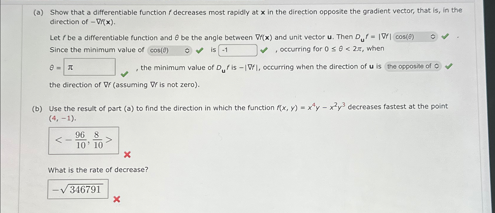 (a) ﻿Show that a differentiable function f ﻿decreases | Chegg.com