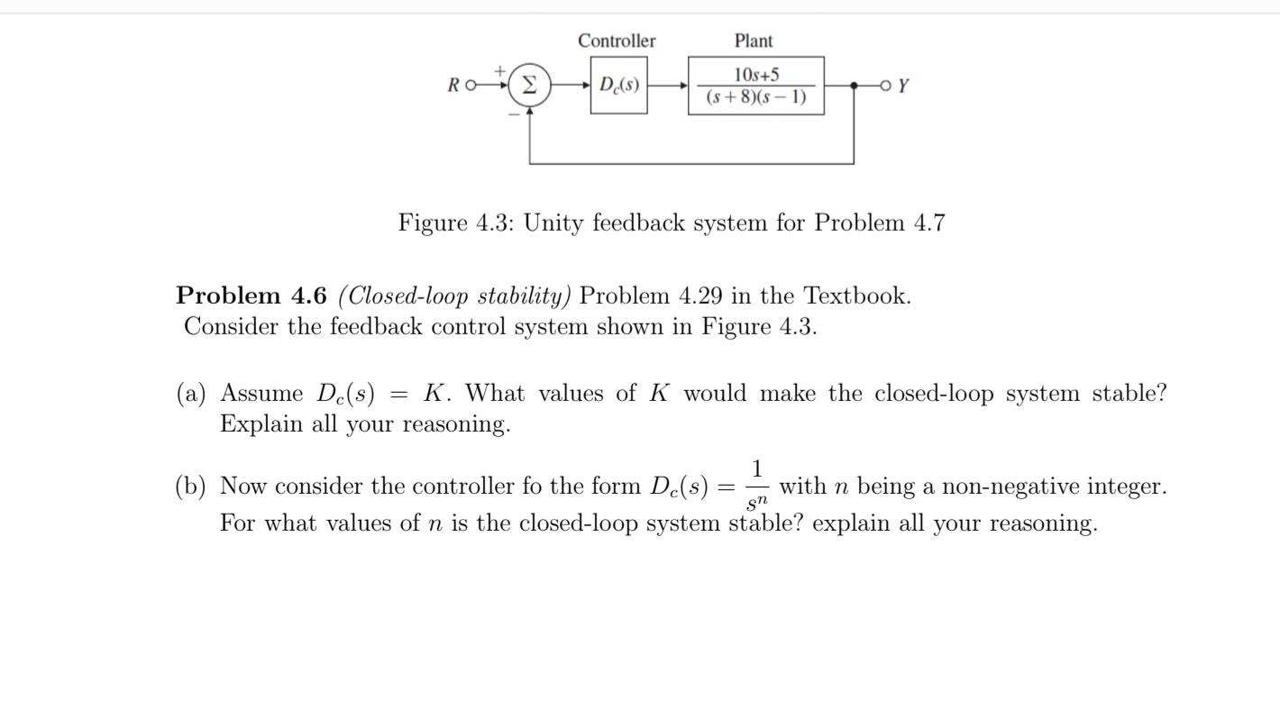 Solved Figure 4.3: Unity Feedback System For Problem 4.7 | Chegg.com