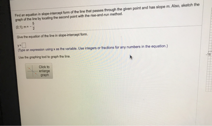 Solved Find an equation in slope-intercept form of the line | Chegg.com