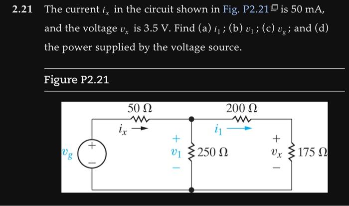 Solved 2.21 The current ix in the circuit shown in Fig. | Chegg.com
