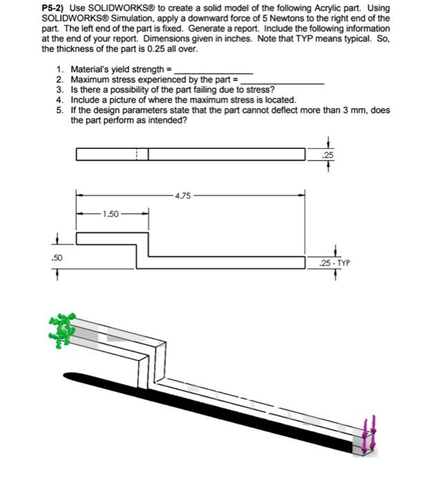 Solved P5-2) Use SOLIDWORKS® to create a solid model of the | Chegg.com