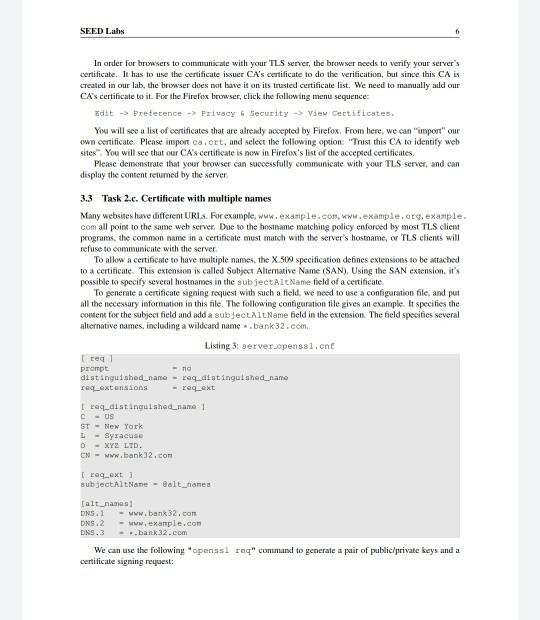 Perform Transport Layer Security Lab in Ubuntu seed | Chegg.com