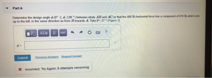 Solved Part A Determine the design angle (0° 90 °) between | Chegg.com