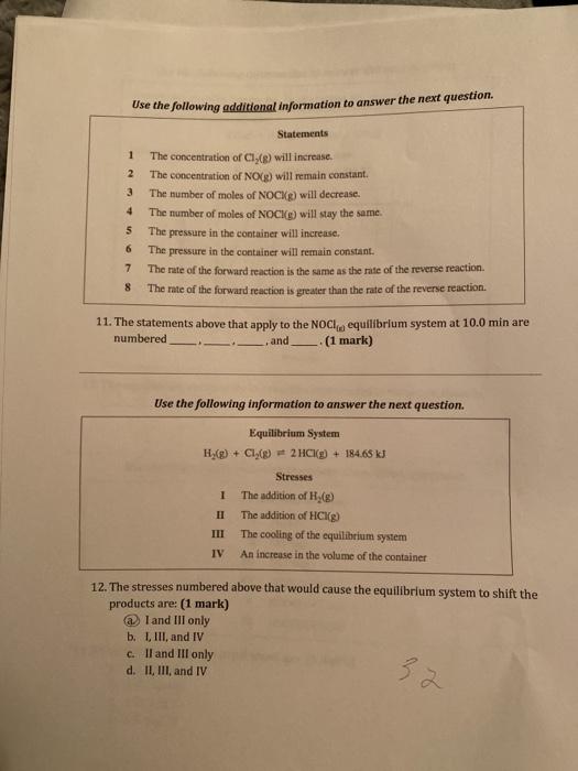 Solved Use the following additional information to answer | Chegg.com