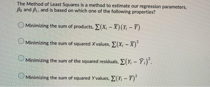 Solved The Method of Least Squares is a method to estimate | Chegg.com