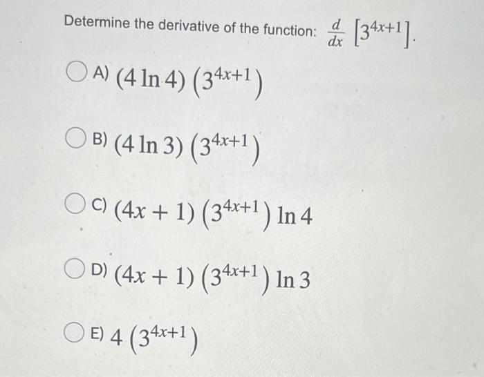 Solved Determine the derivative of the function: d dx | Chegg.com