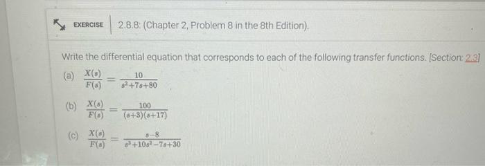 Solved Write the differential equation that corresponds to | Chegg.com