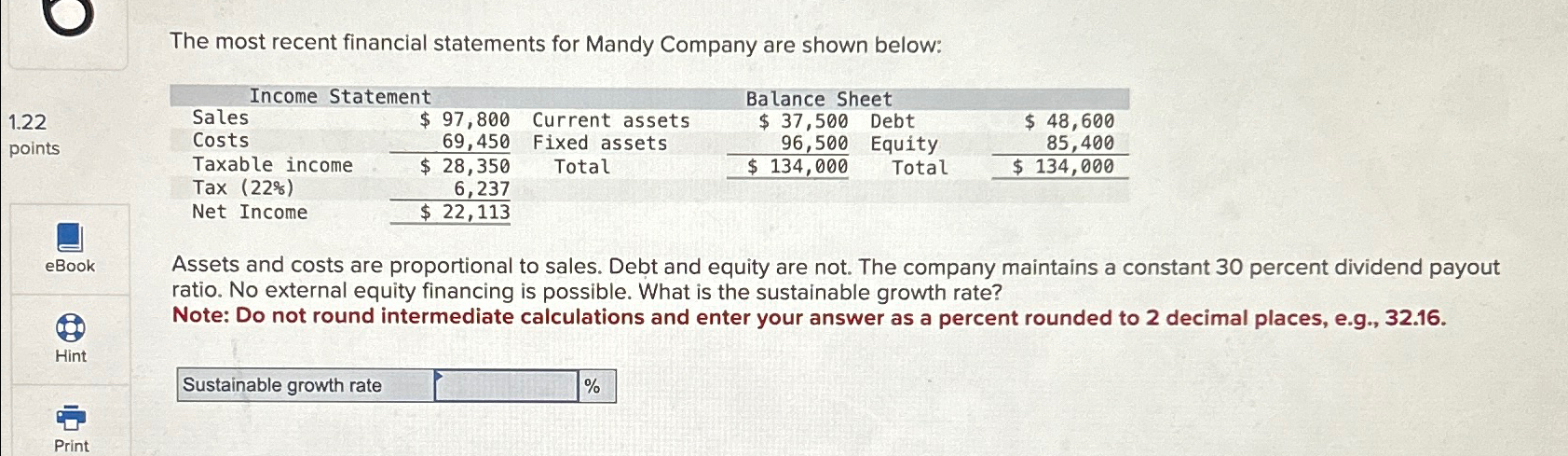 Solved The most recent financial statements for Mandy | Chegg.com
