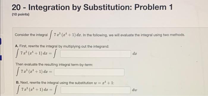 integration by substitution homework answers