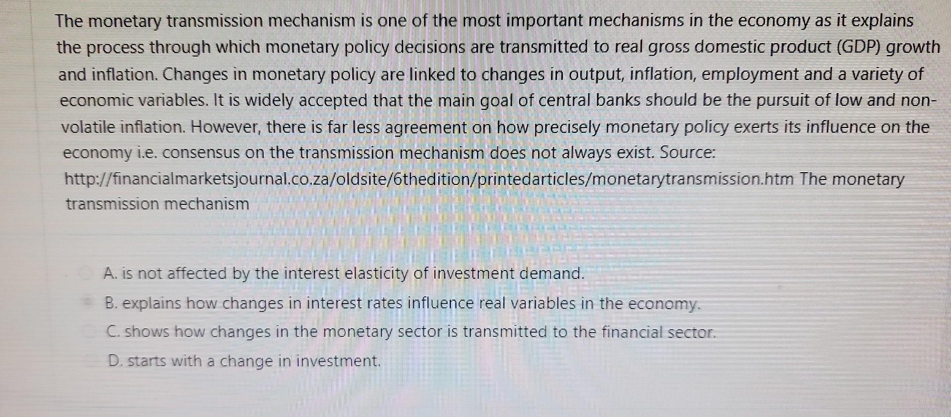 Solved The transmission mechanism is one of the